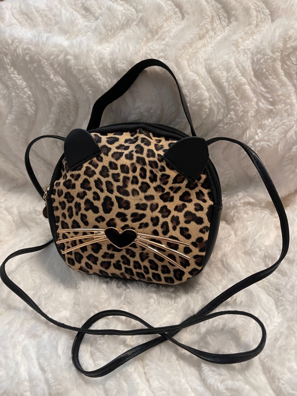 NEW Leopard Print Cat Face Crossbody Bag